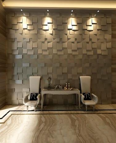 Revestimento 3D em gesso bege