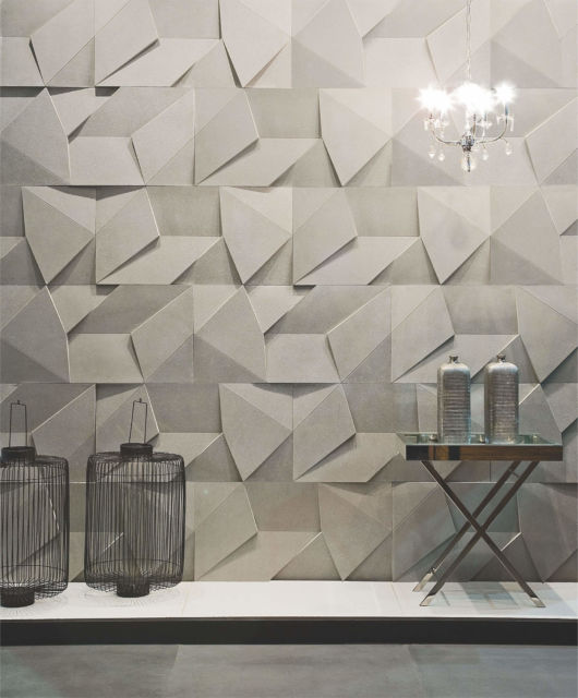 Revestimento 3D em porcelanato branco