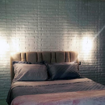Revestimento 3D tijolinho no quarto