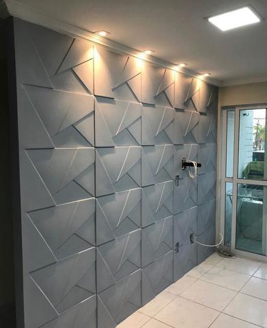 Revestimento 3D em gesso cinza