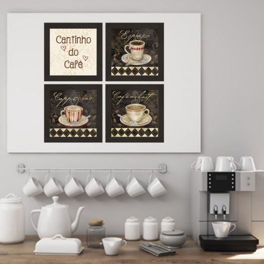 Cantinho do café com quadros