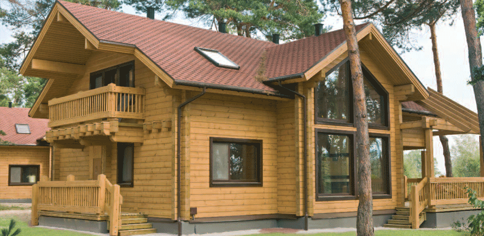Casas de campo: casa de madeira com telhado embutido