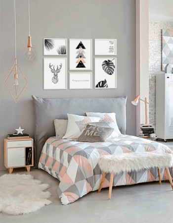 Quarto de casal com quadros