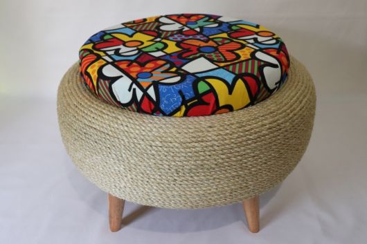 Puff com corda de sisal e pneu