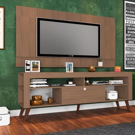 Rack retrô com painel marrom