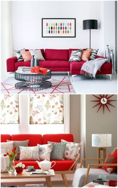 sofá vermelho claro