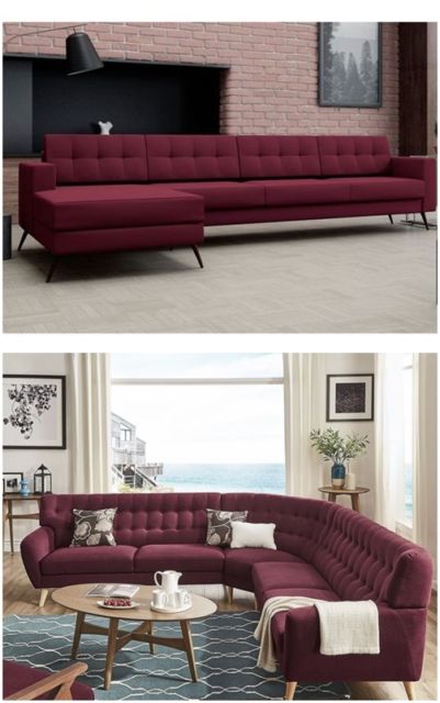 sofá vermelho escuro