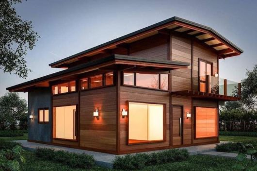 casa de vidro e madeira.