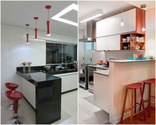 cozinha em L com bancão