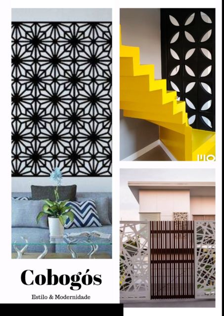 modelos de cobogós em tons de preto e branco.