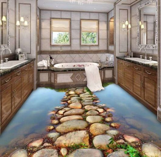 Porcelanato líquido 3D na banheiro