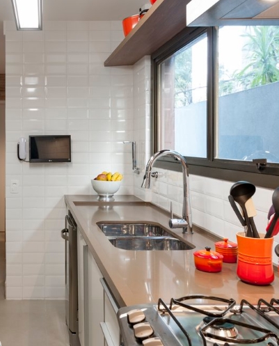 Tijolo branco na cozinha