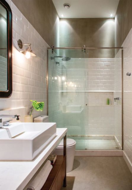 Tijolo branco no banheiro