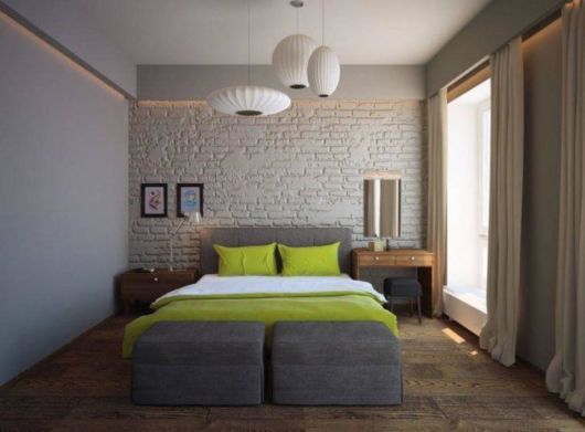 Tijolo branco no quarto