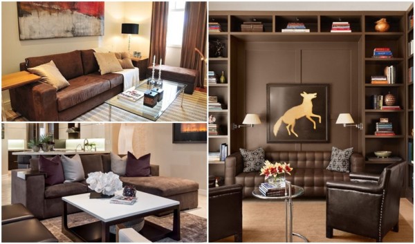como usar sofá marrom escuro