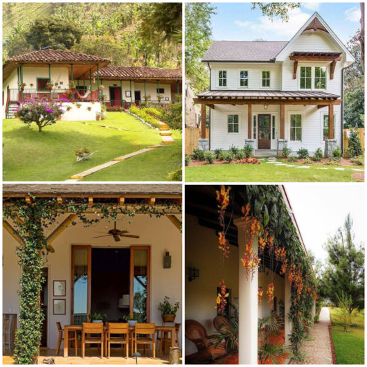 Natureza no entorno de casas de fazenda.