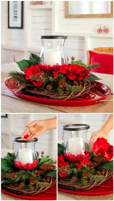 Mesa de Natal com flores