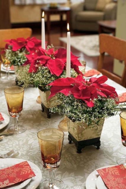 Mesa de Natal com flores
