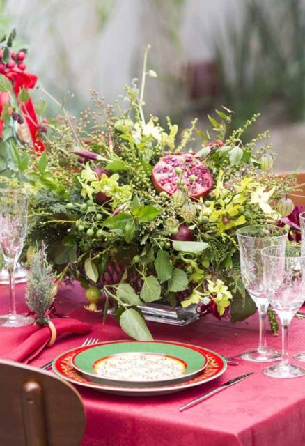Mesa de Natal com flores