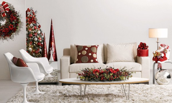 sala moderna decorada para o natal 25