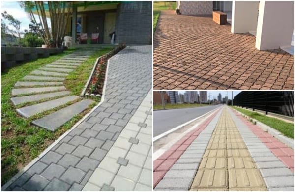 Pisos intertravados de cores e estilos diversos