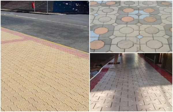 Três modelos de pisos intertravados