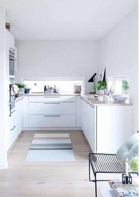 carpete de madeira para cozinha minimalista
