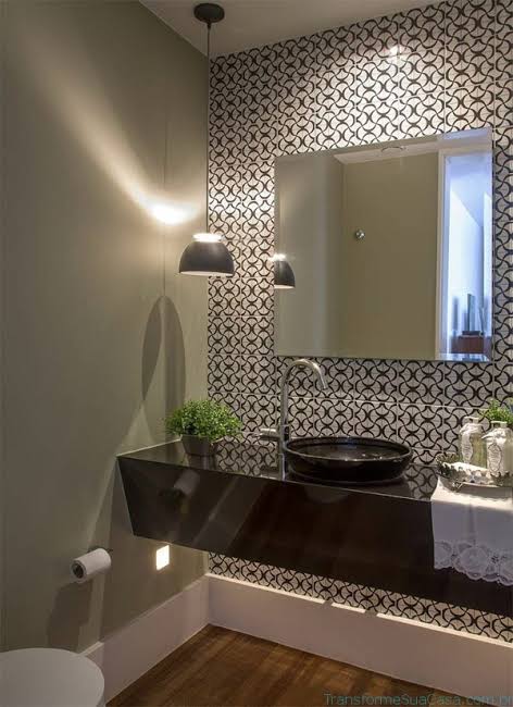 ideias de lavabo moderno com papel