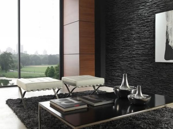 parede texturizada preta