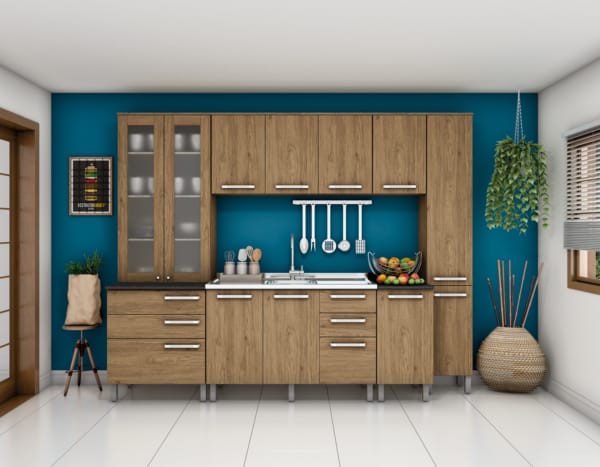 pintura azul de parede de cozinha