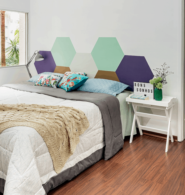 pintura de parede de quarto geométrica