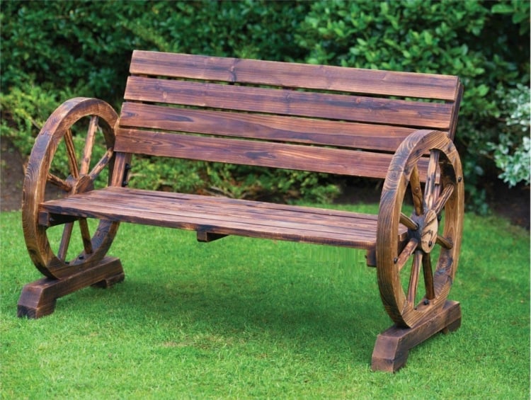 Bancos de jardim de madeira rústica