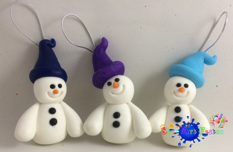 Boneco de neve em biscuit para decoração de Natal41