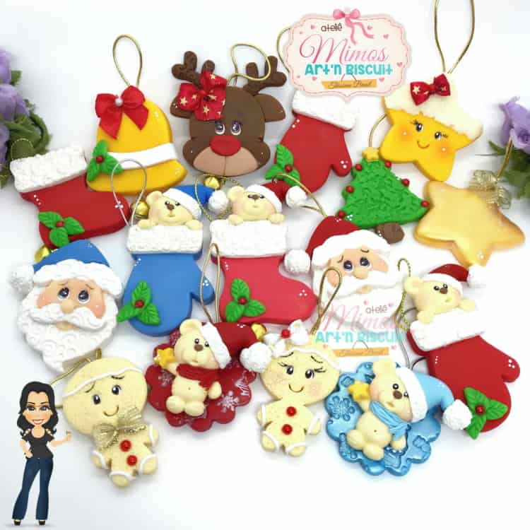 Enfeites para árvore de Natal em biscuit40