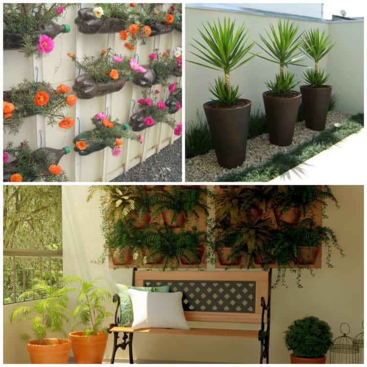 Decoração com Vasos de diversos tamanhos