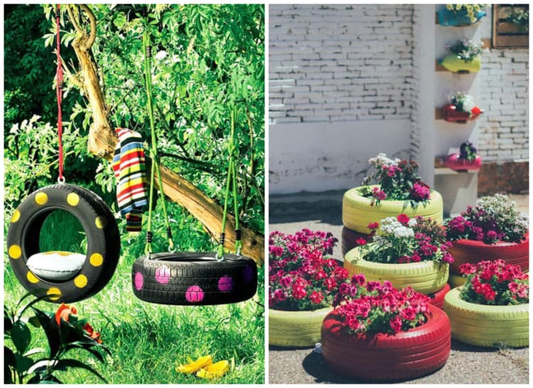 Decoração para jardim com Pneus
