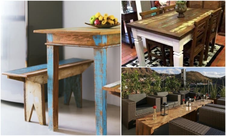 Mesa de madeira de demolição 2