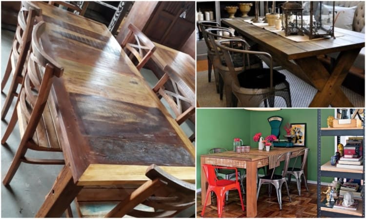 Mesa de madeira de demolição 3