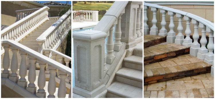 Construções com balaústres de concreto