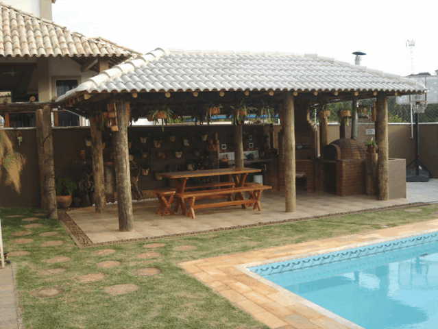 como planejar Quiosque com churrasqueira e piscina