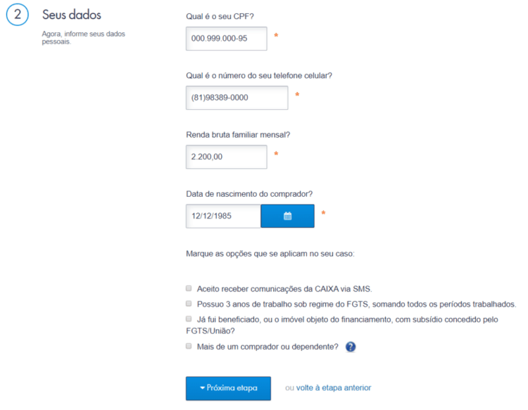 Simulador da Caixa Habitacional