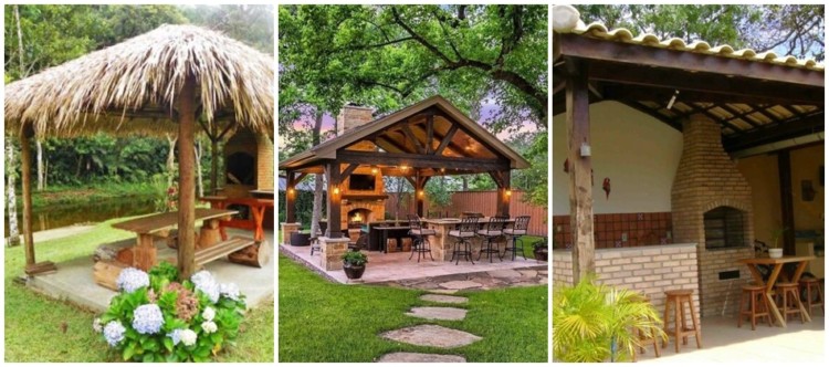 quiosque rústico com churrasqueira