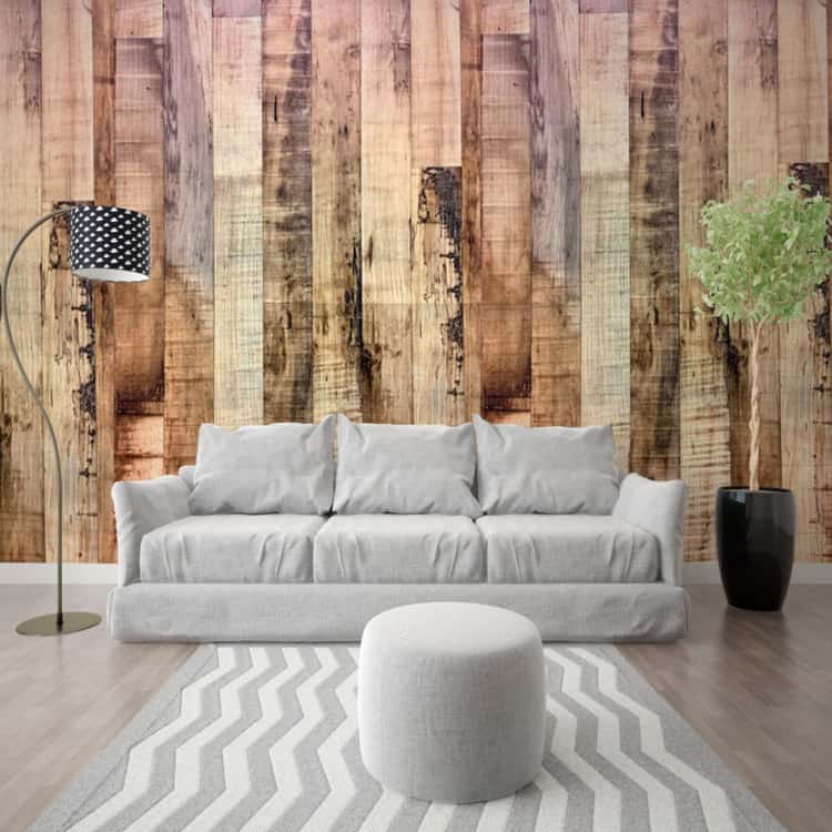 Estilo rústico de adesivação de parede que imita madeira