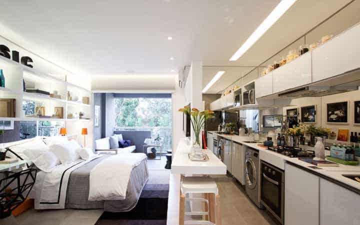 ambiente integrado com drywall