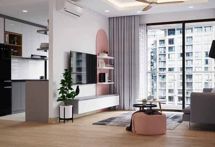 pequena sala integrada com drywall