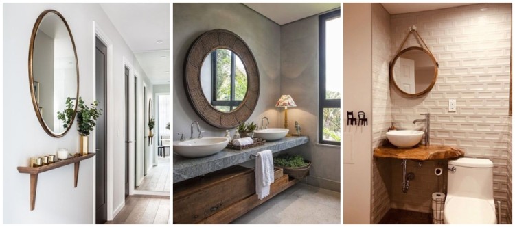 decoracao com espelho redondo com moldura